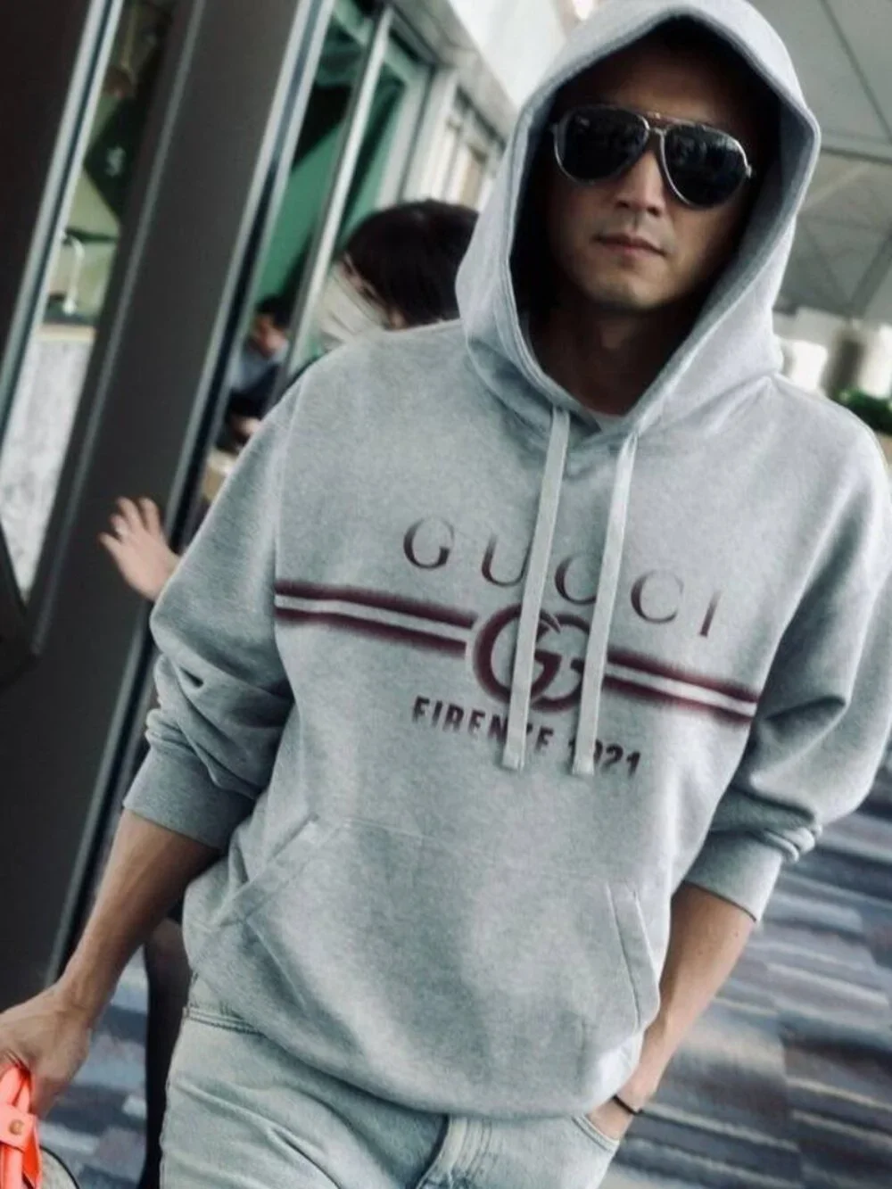 Gucci GG1513S 001 Aviator Sunglasses - Gold\Grey